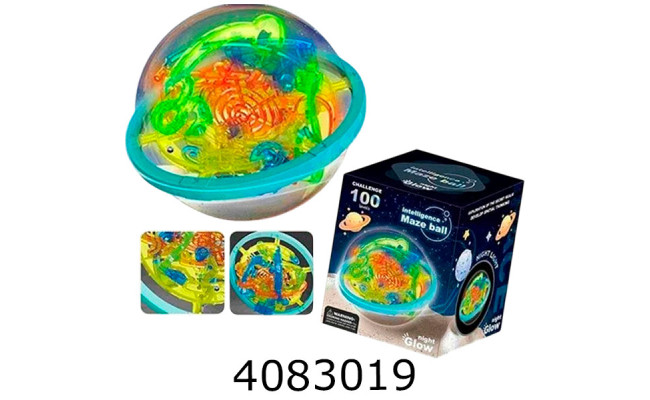 Головоломка куля лабіринтус світиться в темряві в коробці 12*12*12см (72) 1613-2