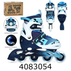 Роліки розсувні 35-38 розмір алюм. рама шнуровка+бакля колеса світ. ПУ синій колір A4156-M-B-L