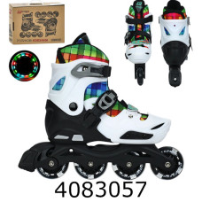 Роліки розсувні 35-38 розмір алюм. рама шнуровка+бакля колеса світ. ПУ білий колір A4158-M-W