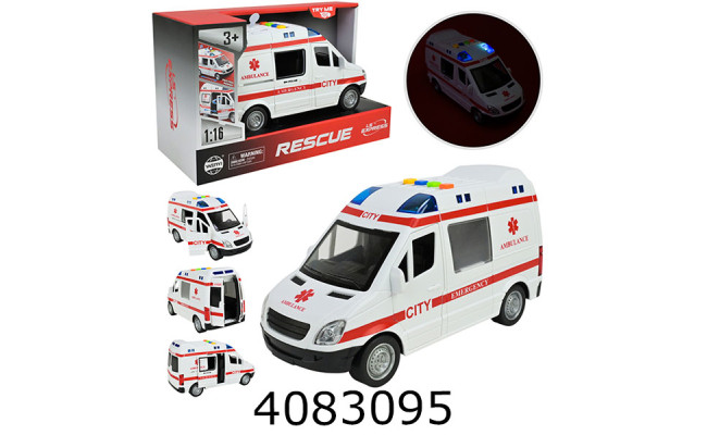 Машинка на батар. в коробці Швидка допомога світло звук 27*11*16см (36) WY590E