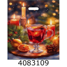 Пакет 40*50 см Новорічний глінтвейн прорізна ручка (25)