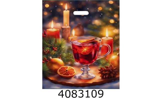 Пакет 40*50 см Новорічний глінтвейн прорізна ручка (25)