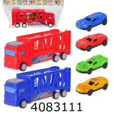 Трейлер в кульку + машинки 2шт 2 кольори19*5*7см (144/288) 612A-2