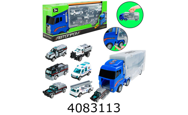 Трейлер в коробці + машинки 6шт 34*14*9см (36) PS006-3