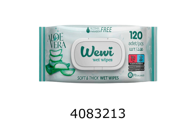 Серветка волога 120шт Wewi з клапаном алое (12)
