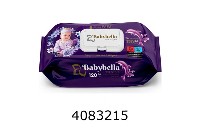 Серветка волога 120шт Babybella з клапаном дитячі (12)