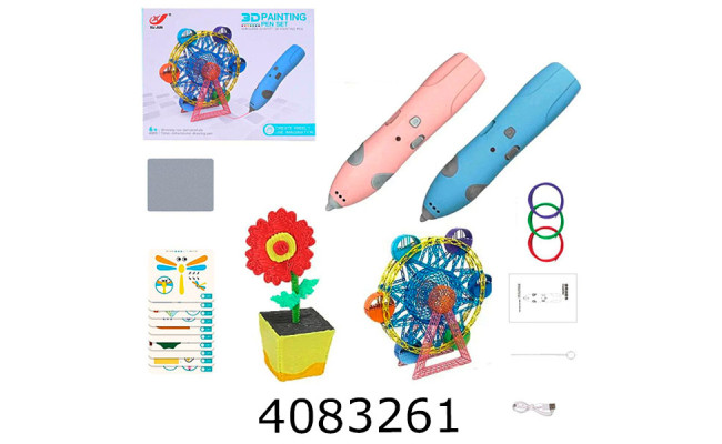 Ручка 3D пластик + трафарет 2 кольора (48) XJ01-1