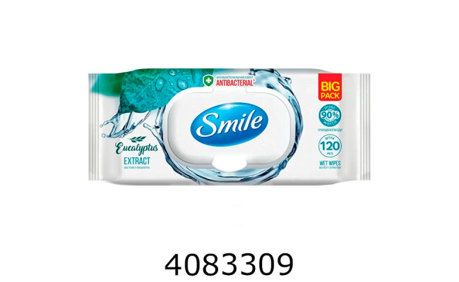 Серветка волога 120шт Smile з екстрактом евкаліпта з клапаном (9)