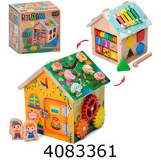 БізіКуб дерево шестерні сотрер лабіринтксилофонгодинникдвері із замком в коробці 18*21*19см (12 MD 1364