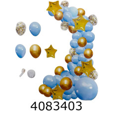 Повітряні кульки АРКА блакитна з золотом 102шт  (100) 25-221