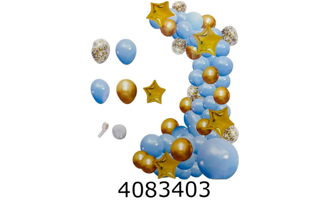Повітряні кульки АРКА блакитна з золотом 102шт  (100) 25-221