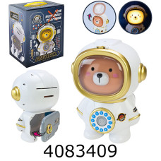 Скарбничка Сейф Ведмедик-космонавт на батар. в коробці світ. муз. в кор. 20*16*26см (6) 630