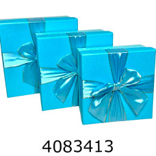 Коробка карт. для подарунків 3в1 блакитна 15*15*6 см 17*17*8 см 19*19*10 см 25-455