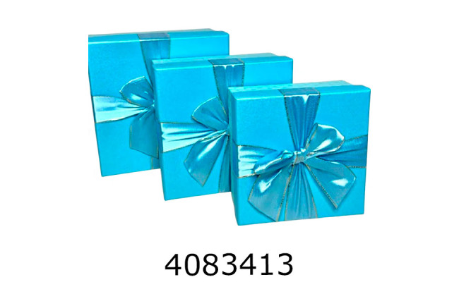 Коробка карт. для подарунків 3в1 блакитна 15*15*6 см 17*17*8 см 19*19*10 см 25-455