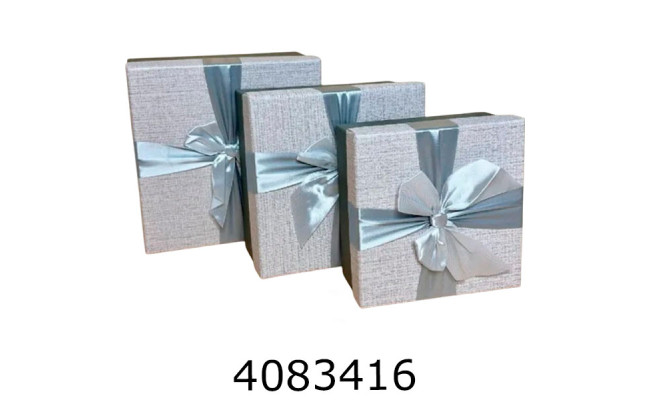 Коробка карт. для подарунків 3в1 світло сіра  12.5*18*7 см 14*20*8 см 16*22*10 см 25-456