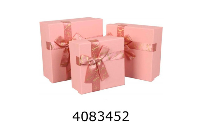 Коробка карт. для подарунків 3в1рожева 19.5*19.5*9.517.5*17.5*815.5*15.5*6.5см 73-5245