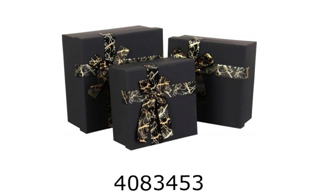 Коробка карт. для подарунків 3в1чорна 19.5*19.5*9.517.5*17.5*815.5*15.5*6.5см 73-5252