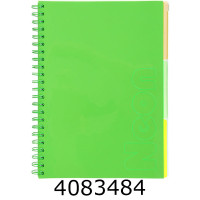 Канц. книга на спір. 120 арк. PVC обкл. зелена кліт.3 PVC розділ Buromax NEON (_) BM.24349911-04
