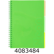 Канц. книга на спір. 120 арк. PVC обкл. зелена кліт.3 PVC розділ Buromax NEON (_) BM.24349911-04