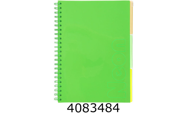 Канц. книга на спір. 120 арк. PVC обкл. зелена кліт.3 PVC розділ Buromax NEON (_) BM.24349911-04
