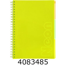 Канц. книга на спір. 120 арк. PVC обкл. жовта кліт.3 PVC розділ Buromax NEON (_) BM.24349911-08