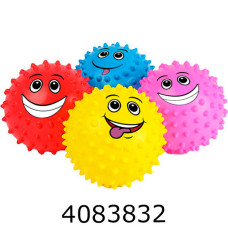 Мяч дитячий гумовий 12см Смайлик 4 кольора ціна за 12 шт в сітці (360) BT-PB-0227