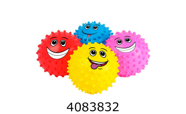 Мяч дитячий гумовий 12см Смайлик 4 кольора ціна за 12 шт в сітці (360) BT-PB-0227