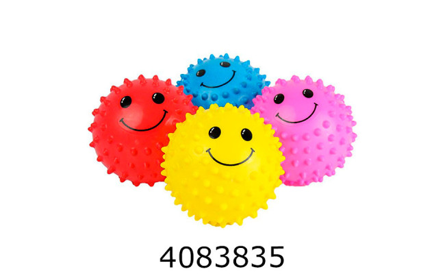 Мяч дитячий гумовий 8см Смайлик 3 кольора ціна за 15шт (360) BT-PB-0224