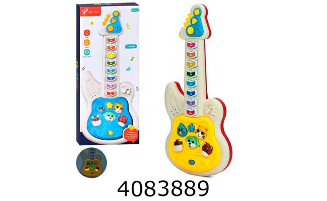 Гітара музична в коробці 2 кольори на батар. 16*36*4см (30) 800