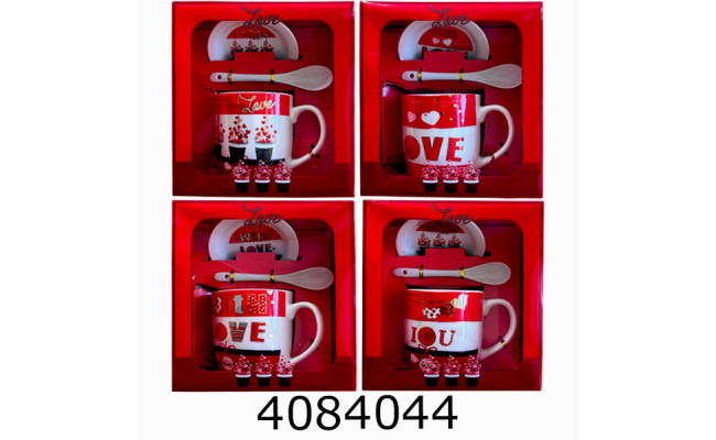 Кружка керам. з ложкою та кришкою 