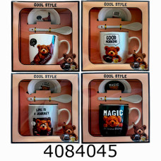 Кружка керам. з ложкою та кришкою 