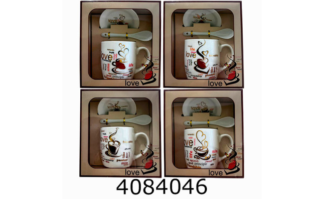 Кружка керам. з ложкою та кришкою 