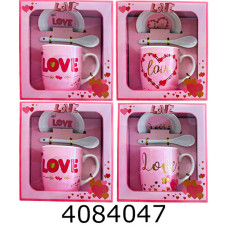 Кружка керам. з ложкою та кришкою 