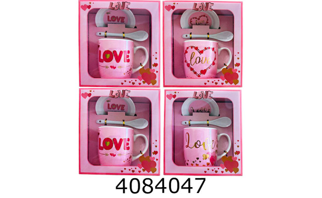 Кружка керам. з ложкою та кришкою 