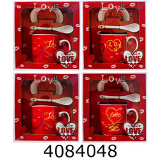 Кружка керам. з ложкою та кришкою 