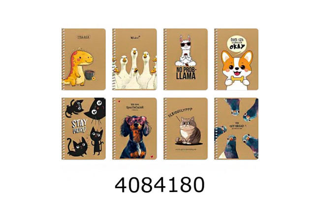 Блокнот на спір. збоку А6 80 арк. кл. Школярик Student крем. блок70г/м2крафтВД-лак (4/144) A6-SC-080-6141K