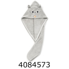 Чалма на голову мікрофібра Котик 25*65см в кульку сірий 703-30-400