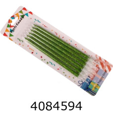 Свічки в торт набір 6 шт. 13 см люрекс зелений 5-88294 Свічки в торт набір 6 шт. 13 см люрекс зелений 5-88294