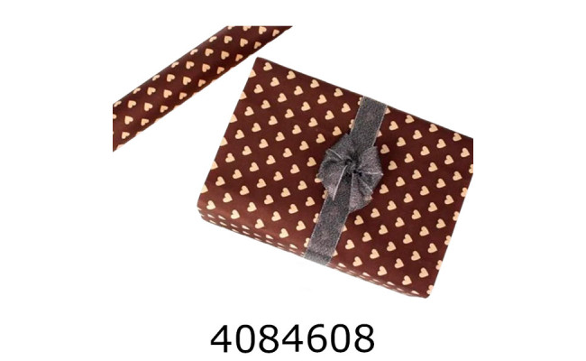 Папір подар. 70*800см Серця маленькі шоколад в рулоні 70г/м 255-9070