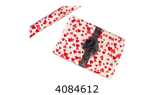 Папір подар. 70*800см Серце міх рожеві в рулоні 70г/ь т м 255-9155