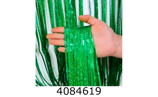 Шторка фольгована для фотозони Голограма зелена 22-357