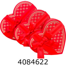 Коробка карт. для подарунків 3в1 Серце черв. з золотом  3 ш в наборі 25-422