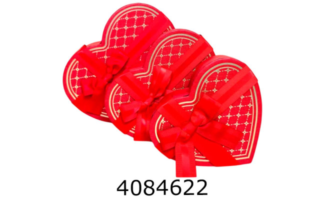 Коробка карт. для подарунків 3в1 Серце черв. з золотом  3 ш в наборі 25-422