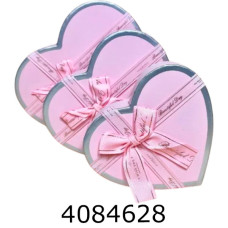 Коробка карт. для подарунків 3в1 Серце рожева з лентою  3 ш в наборі 25-421