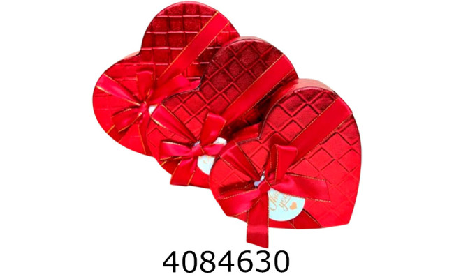 Коробка карт. для подарунків 3в1 Серце черв. в блиск  3 ш в наборі 25-431