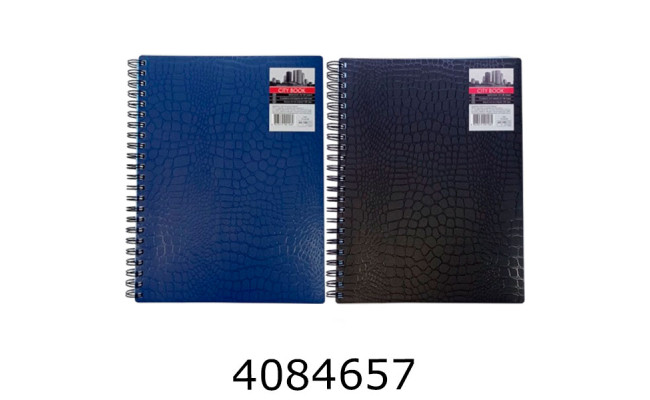 Канц. книга на спір. 100 арк. пласт.обкл. кл. City Book CROKO син/чорн. Графіка (5) ТА44100