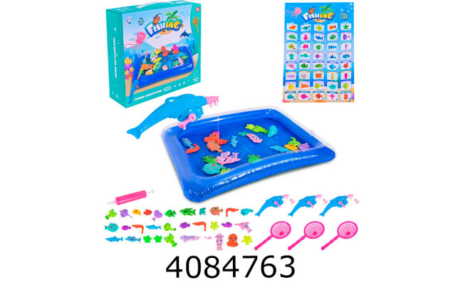 Риболовля 3 вудочки 31 рибка басейн насос в коробці 53*41*6см (30/60) 1125