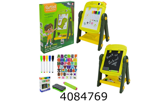 Досточка для малювання на ніжках 2х стороння магнітна + маркергубкакрейдаалфавіт 50*7*39см (18) 050-65