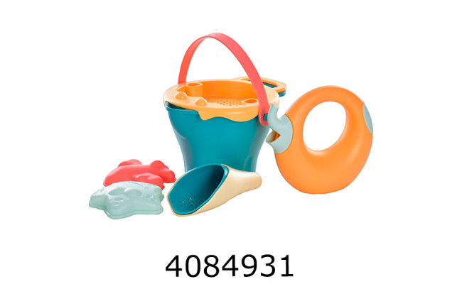 Пісочний набір 7 предметів з відерцем лійка лопатки 2 шт форми 2шт сито у сітці 18*17*20см (36) N1612