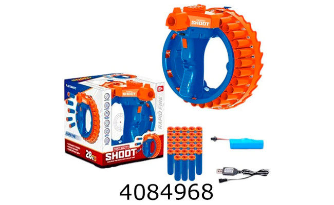 Бластер з поролон. набоями 30шт + мішень в коробці на акум. 21*21*20см (9) 6699